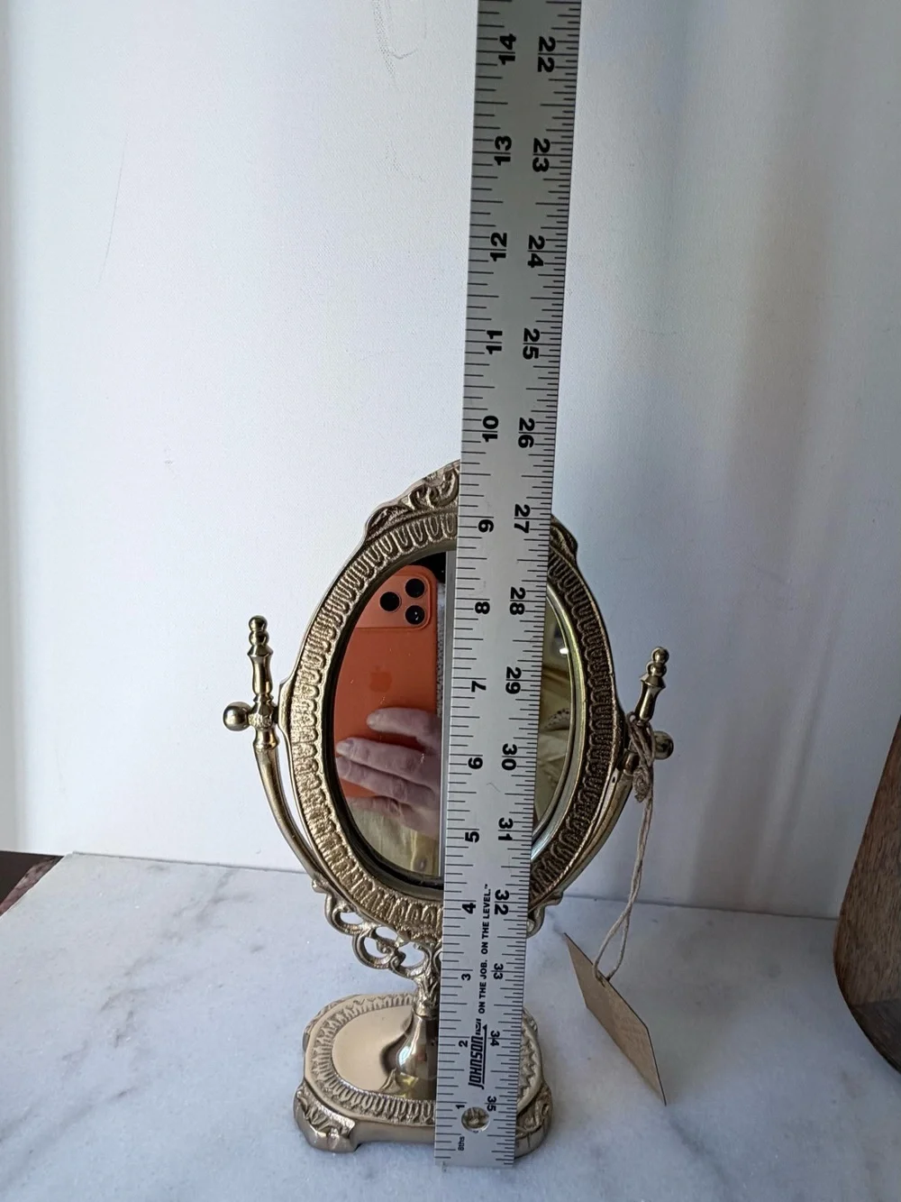 Ornate Gold Oval Vanity Mirror - Decorative Tabletop Makeup Mirror